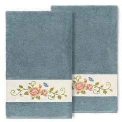 Linum Home Textiles Turkish Cotton Rebecca 2-pack Embellished Bath Towel Set Light Gray