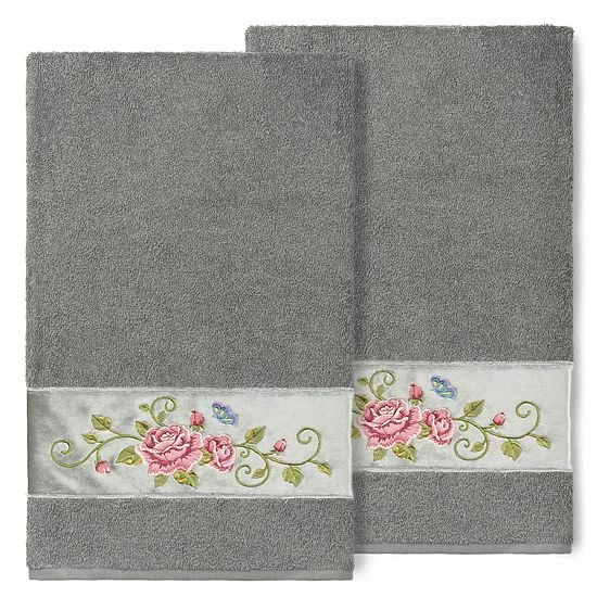 Linum Home Textiles Turkish Cotton Rebecca 2-pack Embellished Bath Towel Set Light Gray Linum Home Textiles Turkish Cotton Rebecca 2-pack Embellished Bath Towel Set Light Gray -Linum Home Textiles store unnamed file 5206