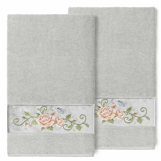 Linum Home Textiles Turkish Cotton Rebecca 2-pack Embellished Bath Towel Set Light Gray Linum Home Textiles Turkish Cotton Rebecca 2-pack Embellished Bath Towel Set Light Gray -Linum Home Textiles store unnamed file 5207