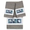 Linum Home Textiles Turkish Cotton Ava 3-piece Embellished Towel Set Light Gray