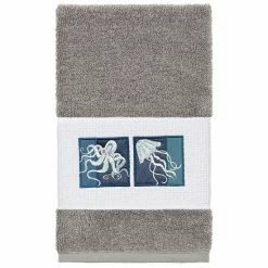 Linum Home Textiles Turkish Cotton Ava Embellished Hand Towel Midnight Blue