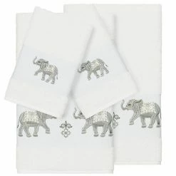 Linum Home Textiles 4-piece Turkish Cotton Quinn Embellished Bath Towel Set Teal -Linum Home Textiles store unnamed file 5280