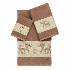 Linum Home Textiles 3-piece Turkish Cotton Quinn Embellished Towel Set Cream