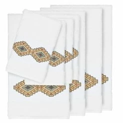 Linum Home Textiles 8-piece Turkish Cotton Gianna Embellished Towel Set Latte