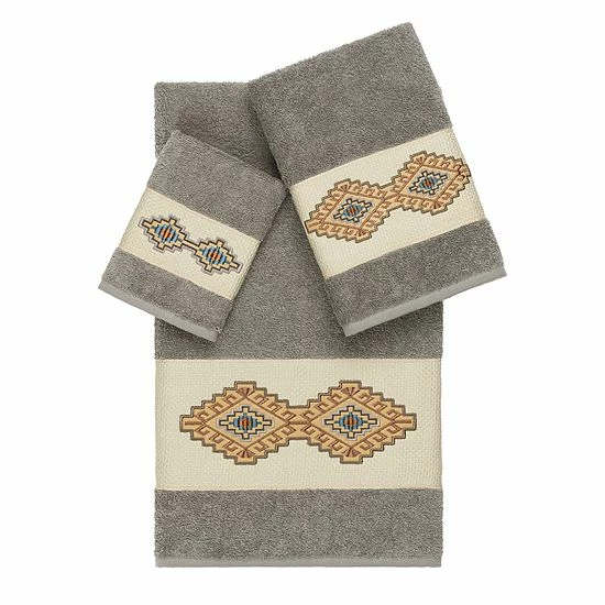 Linum Home Textiles 3-piece Turkish Cotton Gianna Embellished Bath Towel Set Light Gray 7 Linum Home Textiles 3-piece Turkish Cotton Gianna Embellished Bath Towel Set Light Gray - Image 7