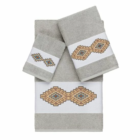 Linum Home Textiles 3-piece Turkish Cotton Gianna Embellished Bath Towel Set Light Gray 8 Linum Home Textiles 3-piece Turkish Cotton Gianna Embellished Bath Towel Set Light Gray - Image 8