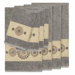 Linum Home Textiles 8-piece Turkish Cotton Isabelle Embellished Towel Set Dark Gray -Linum Home Textiles store unnamed file 5323
