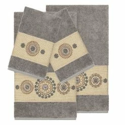 Linum Home Textiles 4-piece Turkish Cotton Isabelle Embellished Towel Set Teal -Linum Home Textiles store unnamed file 5327