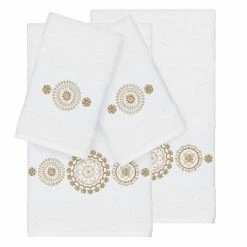 Linum Home Textiles 4-piece Turkish Cotton Isabelle Embellished Towel Set Teal -Linum Home Textiles store unnamed file 5330