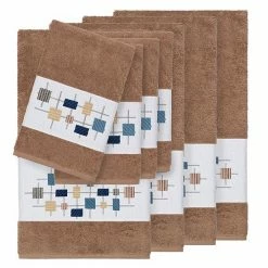 Linum Home Textiles 8-piece Turkish Cotton Khloe Embellished Towel Set Midnight Blue