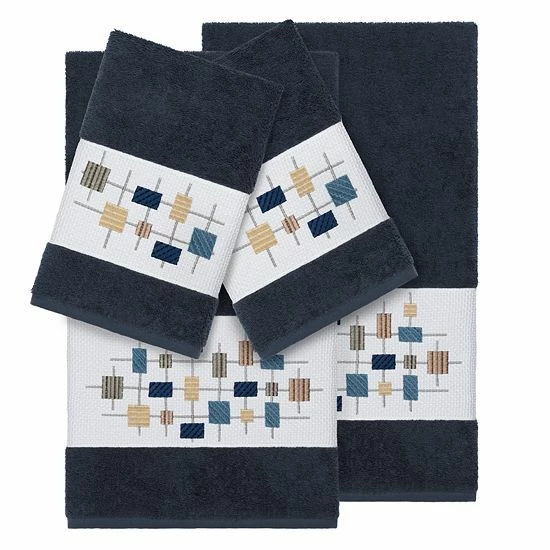 Linum Home Textiles 4-piece Turkish Cotton Khloe Embellished Towel Set Midnight Blue Linum Home Textiles 4-piece Turkish Cotton Khloe Embellished Towel Set Midnight Blue -Linum Home Textiles store unnamed file 5341