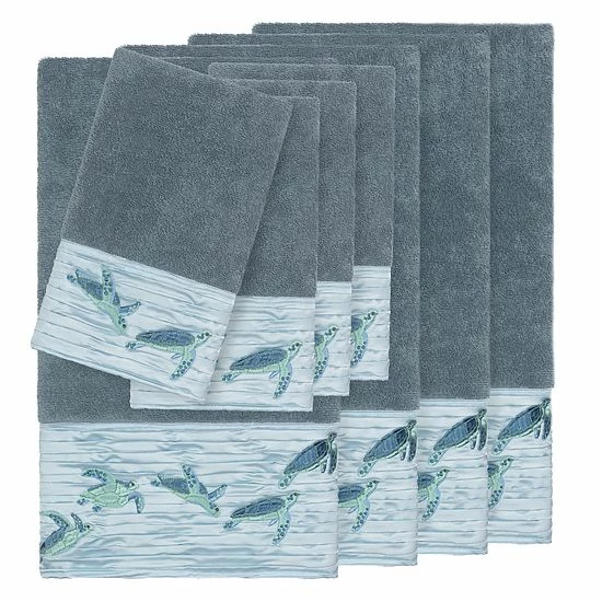 Linum Home Textiles Turkish Cotton Mia 8-piece Embellished Towel Set Dark Gray 3 Linum Home Textiles Turkish Cotton Mia 8-piece Embellished Towel Set Dark Gray - Image 3