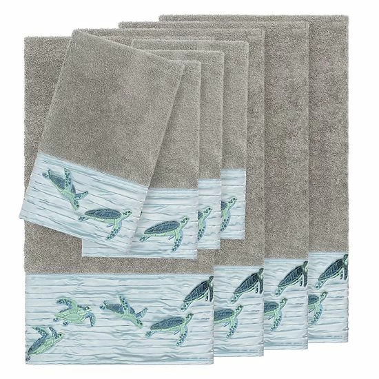 Linum Home Textiles Turkish Cotton Mia 8-piece Embellished Towel Set Dark Gray 4 Linum Home Textiles Turkish Cotton Mia 8-piece Embellished Towel Set Dark Gray - Image 4