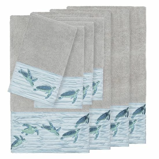 Linum Home Textiles Turkish Cotton Mia 8-piece Embellished Towel Set Dark Gray 5 Linum Home Textiles Turkish Cotton Mia 8-piece Embellished Towel Set Dark Gray - Image 5