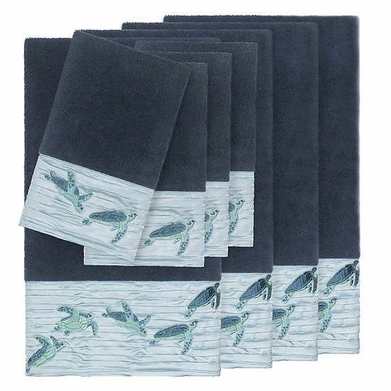 Linum Home Textiles Turkish Cotton Mia 8-piece Embellished Towel Set Dark Gray 7 Linum Home Textiles Turkish Cotton Mia 8-piece Embellished Towel Set Dark Gray - Image 7