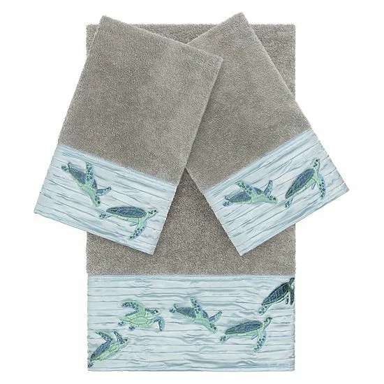 Linum Home Textiles Turkish Cotton Mia 3-piece Embellished Towel Set Cream 5 Linum Home Textiles Turkish Cotton Mia 3-piece Embellished Towel Set Cream - Image 5
