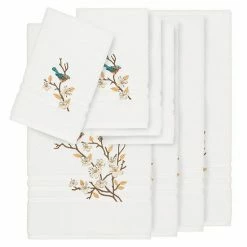 Linum Home Textiles Turkish Cotton Spring Time 8-piece Embellished Towel Set Blue