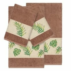 Linum Home Textiles Turkish Cotton Zoe 4-piece Embellished Towel Set Light Gray