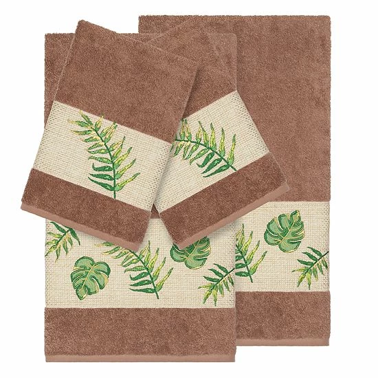 Linum Home Textiles Turkish Cotton Zoe 4-piece Embellished Towel Set Light Gray 1 Linum Home Textiles Turkish Cotton Zoe 4-piece Embellished Towel Set Light Gray
