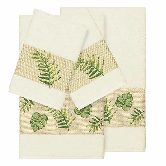 Linum Home Textiles Turkish Cotton Zoe 4-piece Embellished Towel Set Light Gray 8 Linum Home Textiles Turkish Cotton Zoe 4-piece Embellished Towel Set Light Gray - Image 8