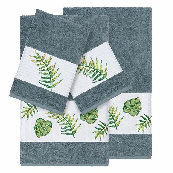 Linum Home Textiles Turkish Cotton Zoe 4-piece Embellished Towel Set Light Gray 10 Linum Home Textiles Turkish Cotton Zoe 4-piece Embellished Towel Set Light Gray - Image 10