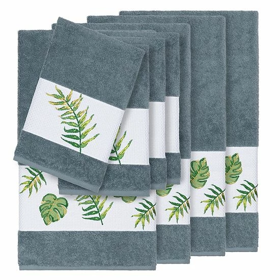 Linum Home Textiles Turkish Cotton Zoe 8-piece Embellished Towel Set Teal 2 Linum Home Textiles Turkish Cotton Zoe 8-piece Embellished Towel Set Teal - Image 2