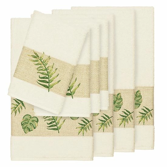 Linum Home Textiles Turkish Cotton Zoe 8-piece Embellished Towel Set Teal 5 Linum Home Textiles Turkish Cotton Zoe 8-piece Embellished Towel Set Teal - Image 5
