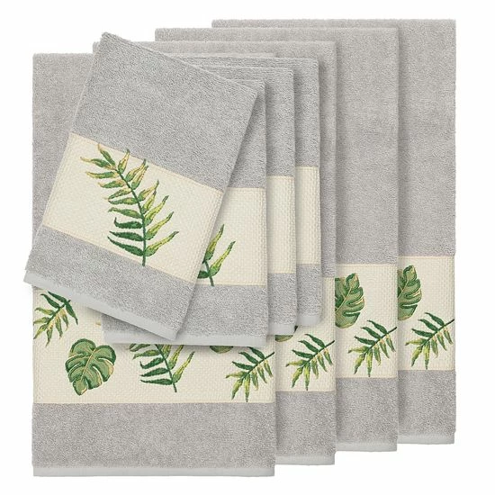 Linum Home Textiles Turkish Cotton Zoe 8-piece Embellished Towel Set Teal 6 Linum Home Textiles Turkish Cotton Zoe 8-piece Embellished Towel Set Teal - Image 6