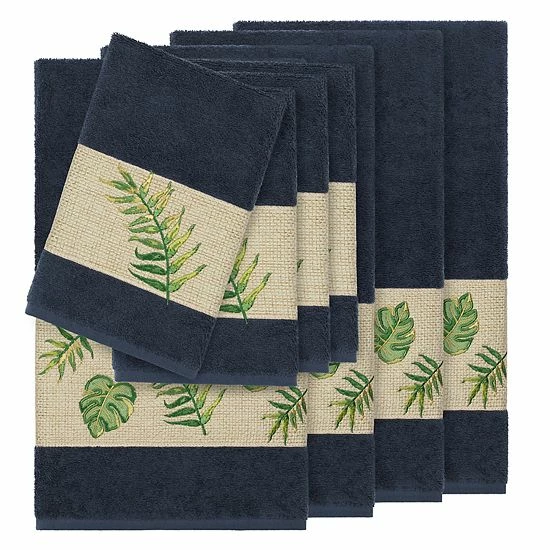 Linum Home Textiles Turkish Cotton Zoe 8-piece Embellished Towel Set Teal 7 Linum Home Textiles Turkish Cotton Zoe 8-piece Embellished Towel Set Teal - Image 7