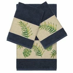 Linum Home Textiles Turkish Cotton Zoe 3-piece Embellished Towel Set Teal