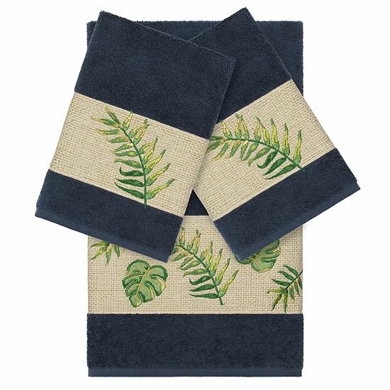Linum Home Textiles Turkish Cotton Zoe 3-piece Embellished Towel Set Teal 6 Linum Home Textiles Turkish Cotton Zoe 3-piece Embellished Towel Set Teal - Image 6
