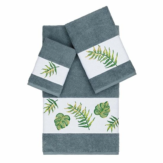 Linum Home Textiles Turkish Cotton Zoe 3-piece Embellished Towel Set Light Gray 8 Linum Home Textiles Turkish Cotton Zoe 3-piece Embellished Towel Set Light Gray - Image 8