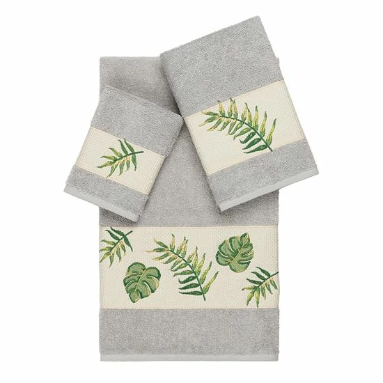 Linum Home Textiles Turkish Cotton Zoe 3-piece Embellished Towel Set Light Gray 11 Linum Home Textiles Turkish Cotton Zoe 3-piece Embellished Towel Set Light Gray - Image 11