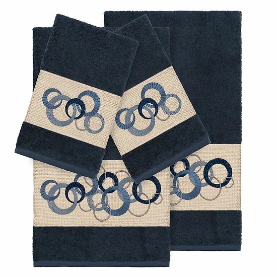 Linum Home Textiles Turkish Cotton Annabelle 4-piece Embellished Towel Set Teal 2 Linum Home Textiles Turkish Cotton Annabelle 4-piece Embellished Towel Set Teal - Image 2