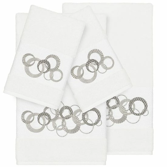 Linum Home Textiles Turkish Cotton Annabelle 4-piece Embellished Towel Set Teal 3 Linum Home Textiles Turkish Cotton Annabelle 4-piece Embellished Towel Set Teal - Image 3