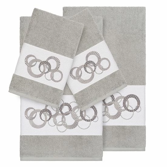 Linum Home Textiles Turkish Cotton Annabelle 4-piece Embellished Towel Set Teal 4 Linum Home Textiles Turkish Cotton Annabelle 4-piece Embellished Towel Set Teal - Image 4