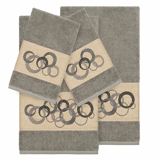 Linum Home Textiles Turkish Cotton Annabelle 4-piece Embellished Towel Set Teal 5 Linum Home Textiles Turkish Cotton Annabelle 4-piece Embellished Towel Set Teal - Image 5