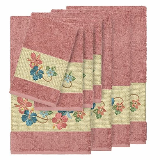 Linum Home Textiles Turkish Cotton Caroline 8-piece Embellished Towel Set White 1 Linum Home Textiles Turkish Cotton Caroline 8-piece Embellished Towel Set White