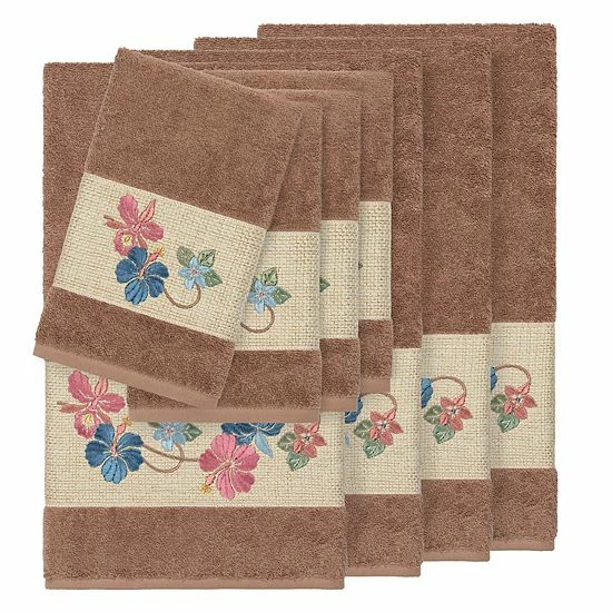 Linum Home Textiles Turkish Cotton Caroline 8-piece Embellished Towel Set White 3 Linum Home Textiles Turkish Cotton Caroline 8-piece Embellished Towel Set White - Image 3