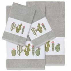 Linum Home Textiles Turkish Cotton Mila 4-piece Embellished Towel Set Light Gray -Linum Home Textiles store unnamed file 5476
