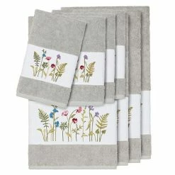 Linum Home Textiles 8-piece Serenity Embellished Bath Towel Set White