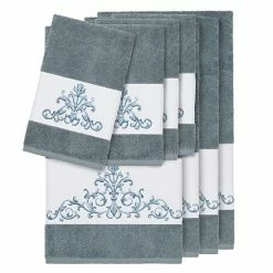 Linum Home Textiles 8-piece Scarlet Embellished Bath Towel Set Latte