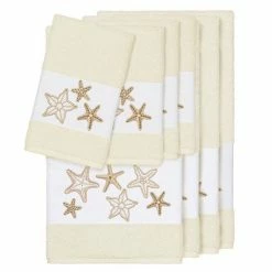 Linum Home Textiles 8-piece Lydia Embellished Bath Towel Set Latte
