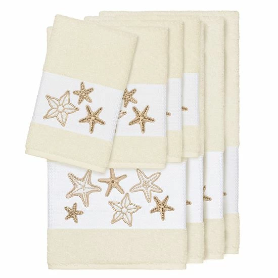 Linum Home Textiles 8-piece Lydia Embellished Bath Towel Set Latte 2 Linum Home Textiles 8-piece Lydia Embellished Bath Towel Set Latte - Image 2