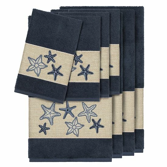 Linum Home Textiles 8-piece Lydia Embellished Bath Towel Set Latte 3 Linum Home Textiles 8-piece Lydia Embellished Bath Towel Set Latte - Image 3