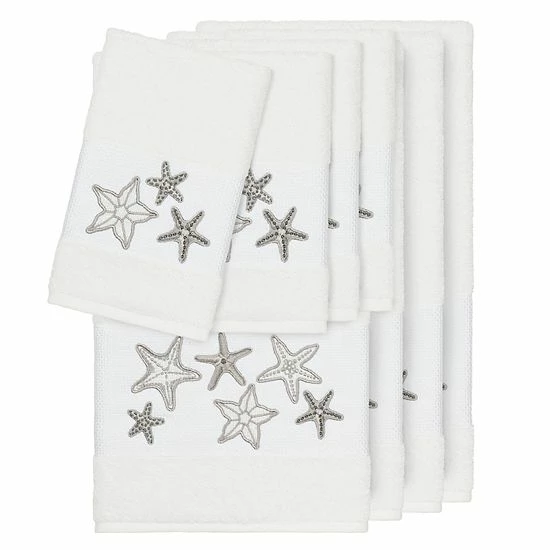 Linum Home Textiles 8-piece Lydia Embellished Bath Towel Set Latte 4 Linum Home Textiles 8-piece Lydia Embellished Bath Towel Set Latte - Image 4