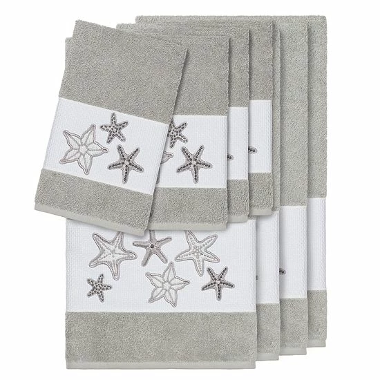 Linum Home Textiles 8-piece Lydia Embellished Bath Towel Set Latte 6 Linum Home Textiles 8-piece Lydia Embellished Bath Towel Set Latte - Image 6