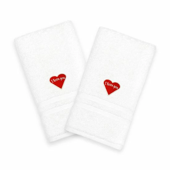 Linum Home Textiles "I Love You" Embroidered 2-pack Hand Towels Pink 4 Linum Home Textiles "I Love You" Embroidered 2-pack Hand Towels Pink - Image 4