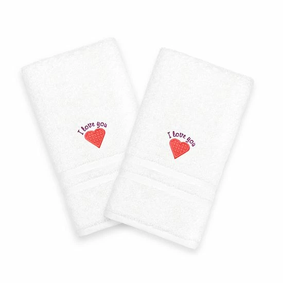 Linum Home Textiles "I Love You" Embroidered 2-pack Hand Towels Pink 5 Linum Home Textiles "I Love You" Embroidered 2-pack Hand Towels Pink - Image 5