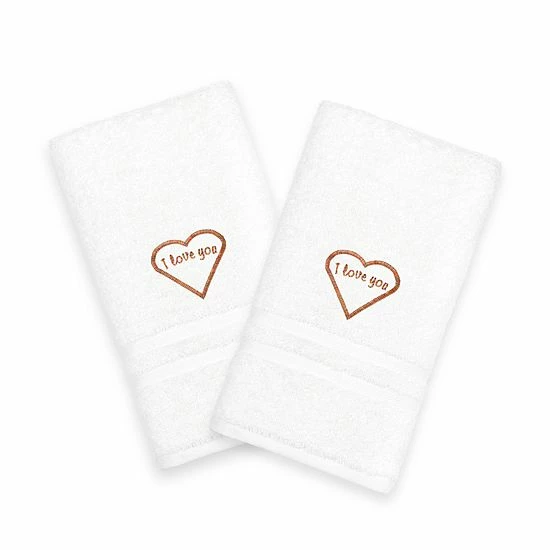 Linum Home Textiles "I Love You" Embroidered 2-pack Hand Towels Pink 6 Linum Home Textiles "I Love You" Embroidered 2-pack Hand Towels Pink - Image 6